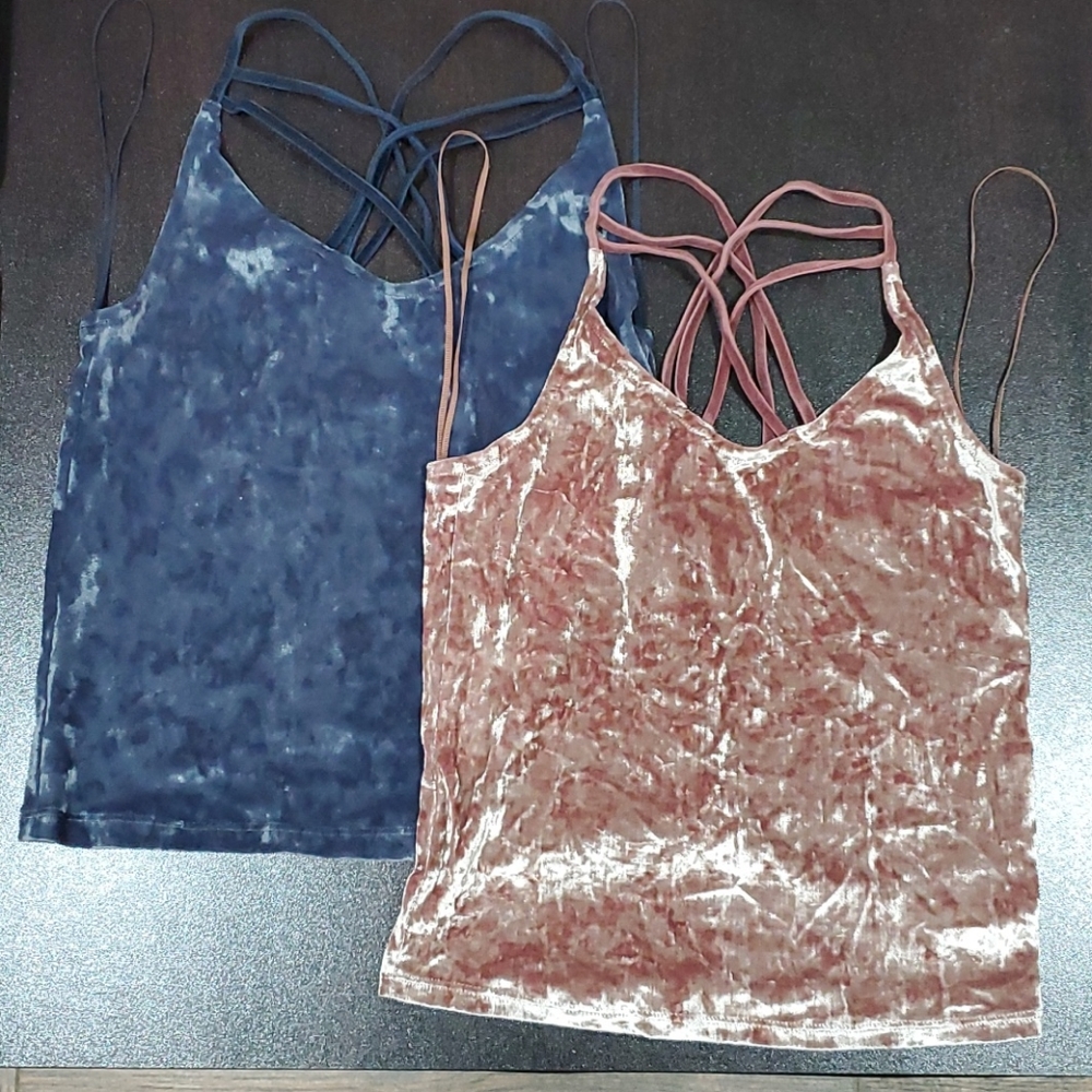 American Eagle Velour Cross Front Tank Top